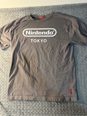 Nintendo Gray Tokyo Logo Tee with White Print